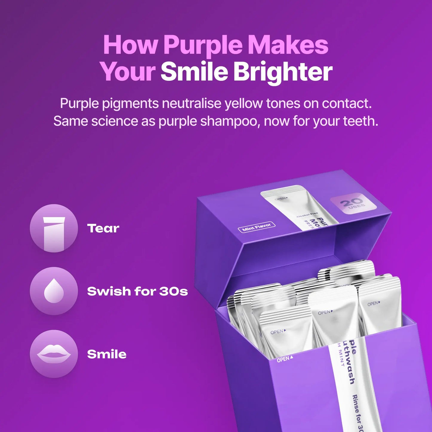Purple Mouthwash Sachets 20 Pack