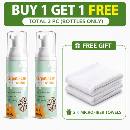 🏆 Last Day Special Price ! 🔥Buy 1 Get 1 Free🎁Waterless Carpet Foam Stain Remover with Towel