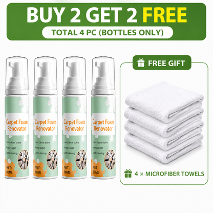🏆 Last Day Special Price ! 🔥Buy 1 Get 1 Free🎁Waterless Carpet Foam Stain Remover with Towel